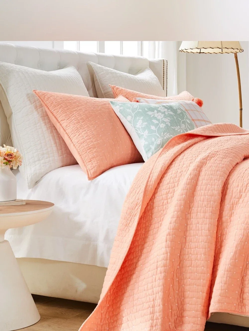 Greenland Home Textured Fashion Bedding Set, 3-Piece King- Monterrey Coral